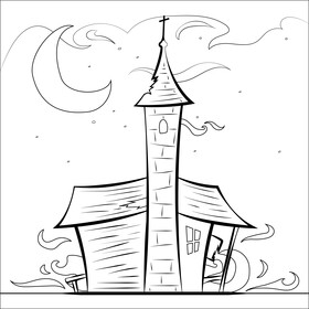 Haunted house black and white vector