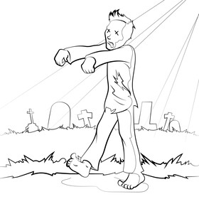 Zombie black and white vector