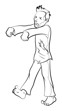 Zombie drawing black and white clipart