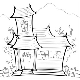 Halloween haunted house black and white vector