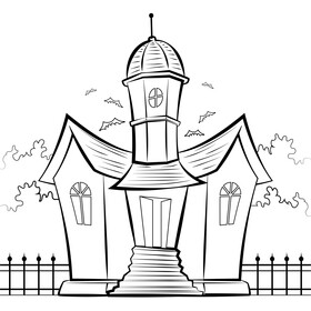 Haunted house black and white vector