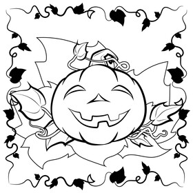 Happy pumpkin black and white vector