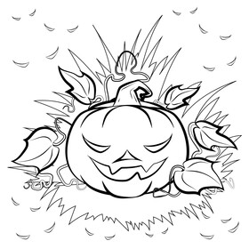 Evil pumpkin black and white vector
