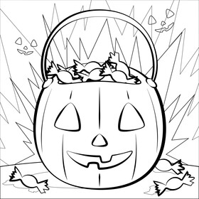 Halloween candy bucket black and white vector