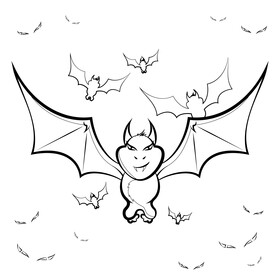 Vampire bat black and white vector