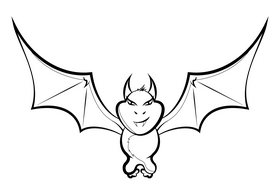 Vampire bat drawing black and white clipart