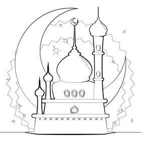 Mosque black and white vector