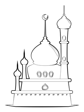 Mosque drawing black and white clipart