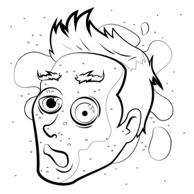 Zombie head black and white vector