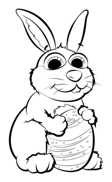 Easter bunny drawing black and white clipart
