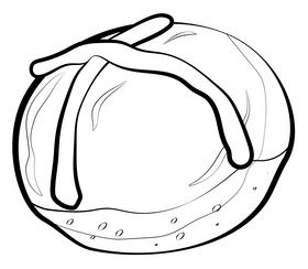 Hot cross bun drawing black and white clipart