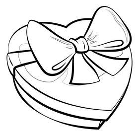 Valentines day gift drawing black and white clipart