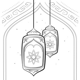 Lanterns black and white vector