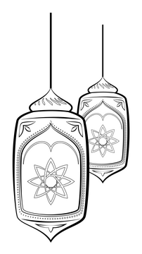 Lanterns drawing black and white clipart