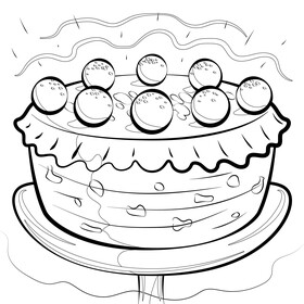 Simnel cake black and white vector