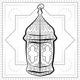 Ramadan lantern black and white vector