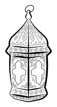 Ramadan lantern drawing black and white clipart