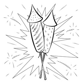 Independence day fireworks black and white vector