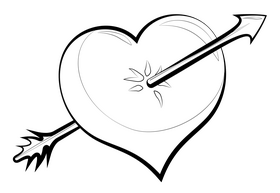 Valentines Day heart drawing black and white clipart