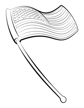 USA flag drawing black and white clipart