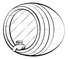Beer barrel keg drawing black and white clipart