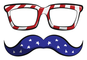 Mustache glasses 4th july clipart