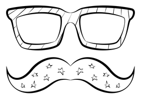 Mustache glasses 4th july drawing black and white clipart