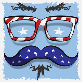 Mustache glasses 4th july vector