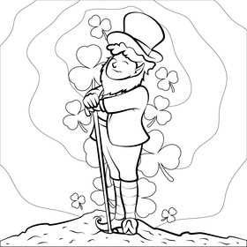 Leprechaun black and white vector