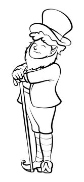 Leprechaun drawing black and white clipart