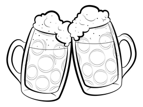 Beer mug drawing black and white clipart