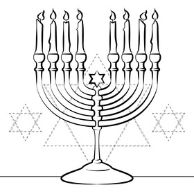 Hanukkah menorah black and white vector