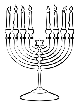 Hanukkah menorah drawing black and white clipart