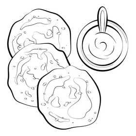 Latkes drawing black and white clipart