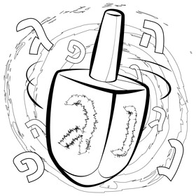 Dreidel black and white vector
