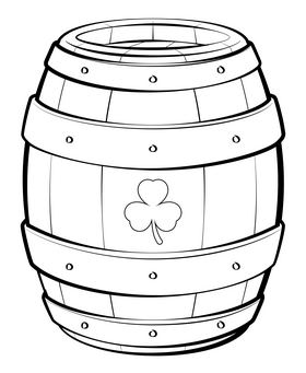 Beer barrel, keg, irish beer, st patricks day drawing black and white clipart