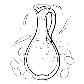 Hanukkah jug of oil black and white vector