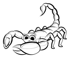 Scorpion cartoon drawing black and white clipart