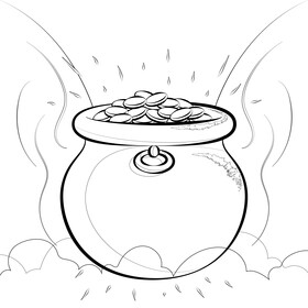 Pot of gold black and white vector