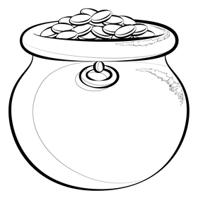 Pot of gold drawing black and white clipart