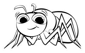 Ant cartoon drawing black and white clipart