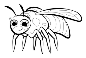 Wasp cartoon drawing black and white clipart