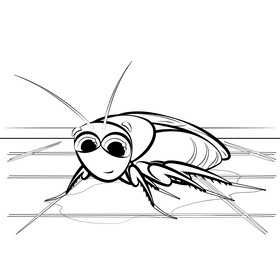 Cockroach cartoon black and white vector