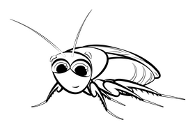 Cockroach cartoon drawing black and white clipart