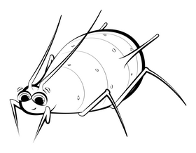 Aphid cartoon drawing black and white clipart