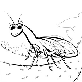 Snakefly cartoon black and white vector