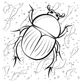 Scarab beetle cartoon black and white vector