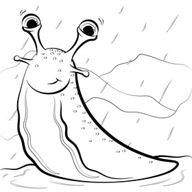 Slug cartoon black and white vector