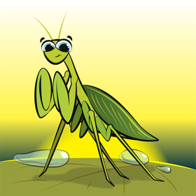 Praying mantis cartoon vector