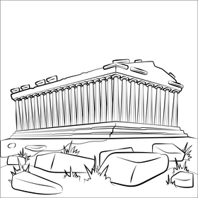 Acropolis black and white vector